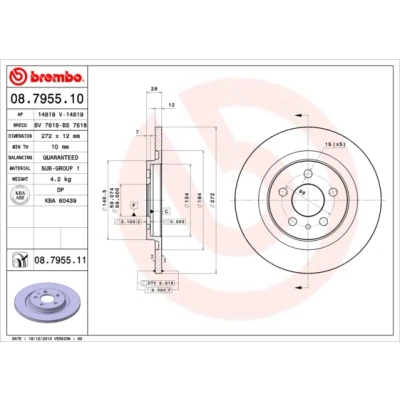 Afbeelding van Brembo Remschijf 08.7955.11