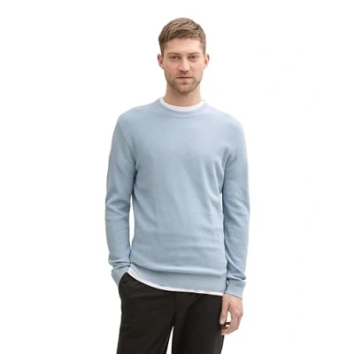 Afbeelding van TOM Tailor Strukturierter Rundhals Trui, Heren, Maat: Large, Light dove blue melange