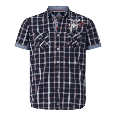 Afbeelding van Jan Vanderstorm +FIT Collectie geruit regular fit overhemd BERTY Plus Size donkerblauw