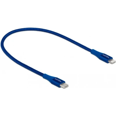Afbeelding van Delock Data and charging cable USB Type C™ to Lightning™ for iPhone™, iPad™ iPod™ blue 0.5 m MFi