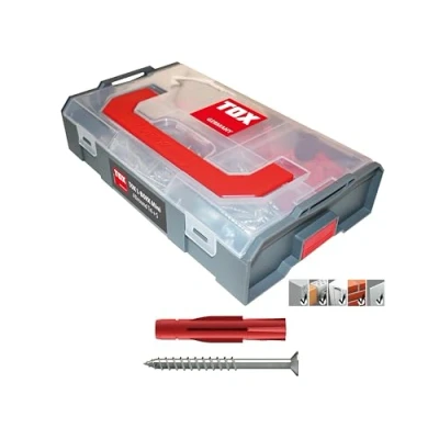 Afbeelding van TOX L BOXX Mini allround Tri + S Pluggenassortiment, 280 stuks, aanpasbaar, stapelbaar, met plug bijpassende schroeven TX eenheid, voor bevestigingsmiddelen in bijna alle