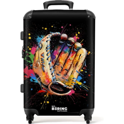 Afbeelding van NoBoringSuitcases.com® Koffer groot Rolkoffer lichtgewicht Honkbalhandschoen met graffiti Reiskoffer 4 wielen Grote trolley XL 20 kg bagage