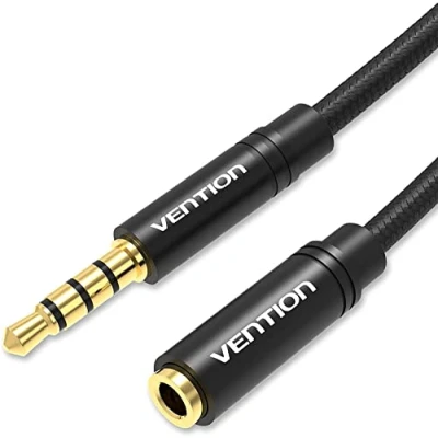Afbeelding van VENTION 3,5mm Audio Stereo Verlengkabel, Verleng Kabel AUX Jack TRRS Hoofdtelefoon Verlenging met Microfoon voor Headset PCs Laptop Tablet Switch TV Smartphone (5m)