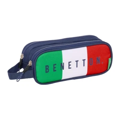 Afbeelding van Pennenetui met 2 vakken Benetton Flag Marineblauw 21 x 8 6 cm