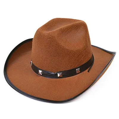 Afbeelding van Rubies Carnaval verkleed hoed voor een cowboy met studs bruin polyester heren/dames