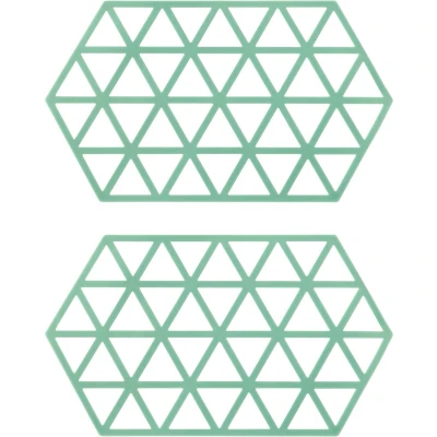 Afbeelding van Krumble Siliconen pannenonderzetter Hexagon lang Groen Set van 2
