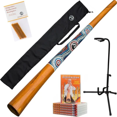 Afbeelding van Didgeridoo starterpakket 5 delig inclusief didgeridoobag, lesvideo, bijenwas, stabiele didgeridoostandaard bekijk de video!