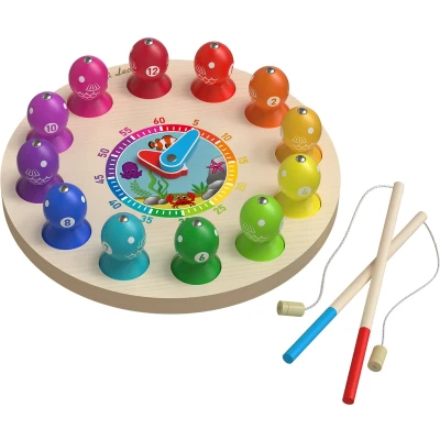 Afbeelding van Max &amp; Lea Educatieve Klok Bordspel Houten Speelgoed Duurzaam Educatief
