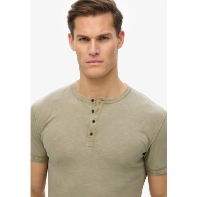 Afbeelding van Superdry SLUB Short Sleeve Grandad Tshirt basic, Heren, Maat: Medium, Light khaki green