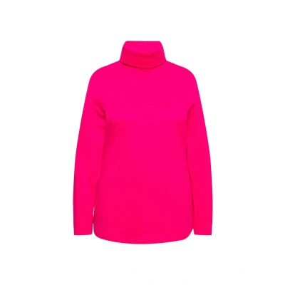 Afbeelding van Ulla Popken Dames grote maten plus size shirt, rolkraag, slim, lange mouwen, rood/roze., 62/64 NL