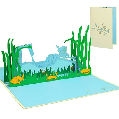 Afbeelding van LINPopUp®, LIN17186, Pop Up Wenskaart 3D Wenskaarten Gefeliciteerd Voucher Waterwereld Duiken, N107