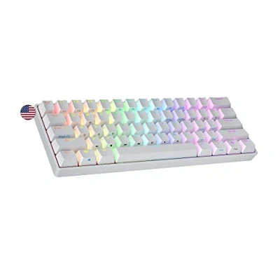 Afbeelding van Ranked S60 Supernova 60% Heet Verwisselbaar Mechanisch Gamingtoetsenbord 61 Toetsen Multi Color RGB LED Backlit voor PC/Mac QWERTY Amerikaanse (Wit, Gateron Optical Speed Yellow)