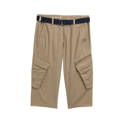 Afbeelding van TOM Tailor MAX Overknee MIT GÜRTEL Shorts, Heren, Maat: 33, Beige mesh print