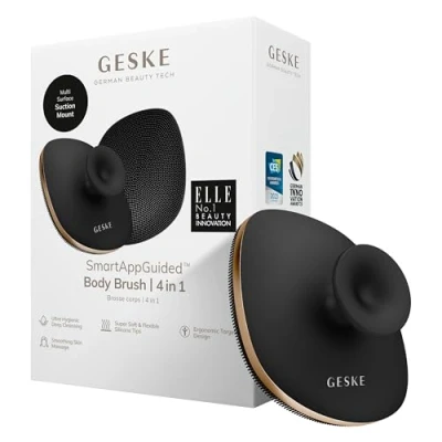 Afbeelding van GESKE Body Brush 4 in 1 ontwerp met metalen ring Reinigingsborstel voor het hele lichaam Dieptereiniging Zachte siliconen borstelharen Ergonomisch twee vingers