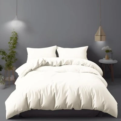 Afbeelding van LivinEase Geborsteld microvezel 240 x 220 cm dekbedovertreksets 100 g/m², crèmekleurig, dekbedovertrek met 2 kussenslopen (65 65 cm) superzacht, duurzaam, hypoallergeen,