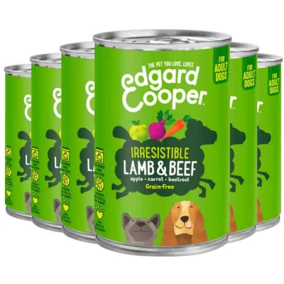Afbeelding van 6x Edgard &amp; Cooper Blik Vers Vlees Hondenvoer Lam Rund 400 gr