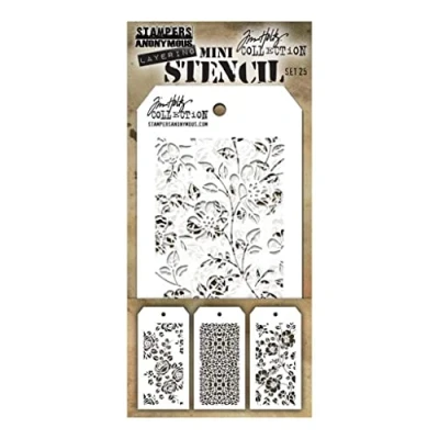 Afbeelding van Art Gone Wild Tim Holtz Mini Stencil Set 25, Synthetisch Materiaal, 21,6 x 9,1 0,1 cm