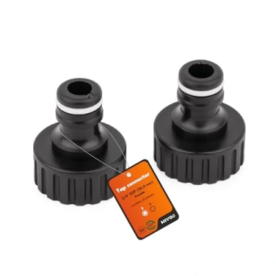 Afbeelding van Mivos 2 x kraanverbinders aansluiting voor kranen met 3/4 inch BSP (26,4 mm) buitendraad kraanaansluiting snelkoppeling tuinslang gemaakt van 90% gerecycled kunststof