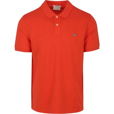Afbeelding van Gant Shield Piqué Poloshirt Rood Maat M Heren