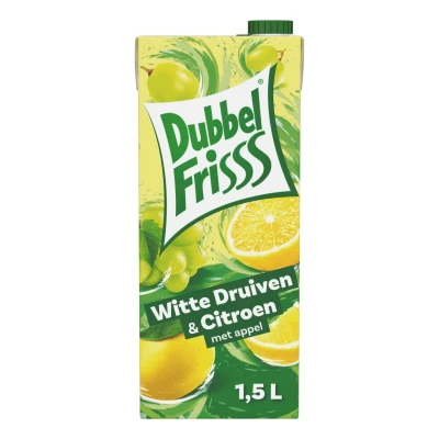 Afbeelding van Fruitdrank DubbelFrisss witte druif citroen pak 1500ml