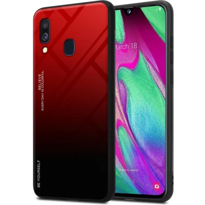 Afbeelding van Cadorabo Hoesje geschikt voor Samsung Galaxy A40 in ROOD ZWART Tweekleurige beschermhoes TPU silicone Case Cover