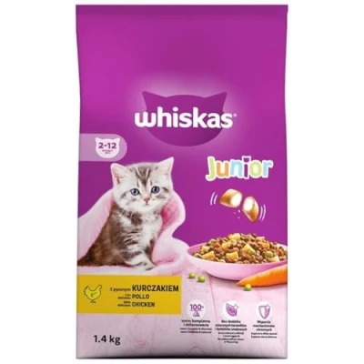 Afbeelding van Whiskas Junior droogvoer kip, 2 x 1,4 kg (2 verpakkingen) voor opgroeiende katten extra kleine kibbles kittens 12 maanden) verschillende productverpakkingen verkrijgbaar