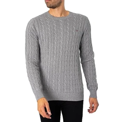 Afbeelding van GANT Cable Cneck Trui, Heren, Maat: 4XL, Grey melange