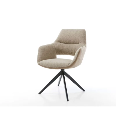 Afbeelding van DELIFE Draaistoel Yago Flex met armleuning materiaalmix mud kruisframe breed zwart 360 draaibaar rocker functie pocketveer kern