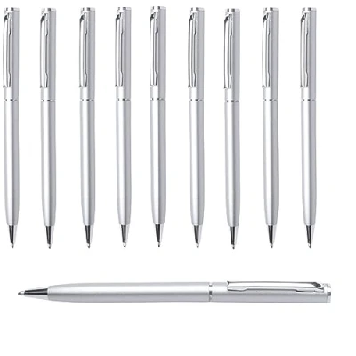 Afbeelding van 10er Set Metall Kugelschreiber in schlanker Form, eleganter Drehkugelschreiber für Büro und Arbeitsplatz von notrash2003