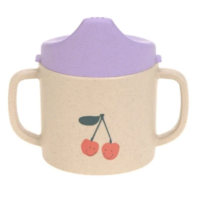 Afbeelding van LÄSSIG Kids oefenbeker met handvat en afneembaar deksel 150 ml/Sippy Cup Happy Fruits Cherry