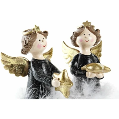 Afbeelding van Kerstversiering DKD Home Decor Hars Engel (8 x 9 20 cm) (2 Stuks)