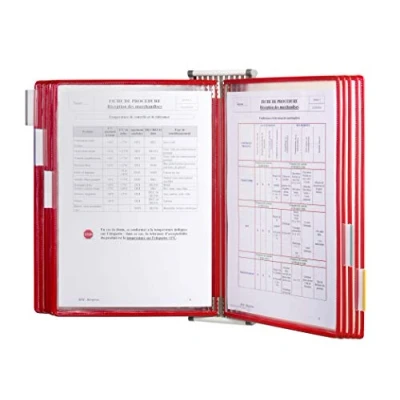 Afbeelding van Djois by Tarifold Wandelement Premium incl. 10 infotassen A4 rood metalen wand informatie zichtpanelensysteem, A4, zichtpanelen 414103