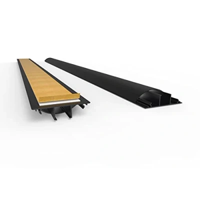 Afbeelding van Kabelgoot, halfrond, zelfklevend, 7 x 2 100 cm B H L, zwart, tot 10 kabels, PVC kabelbrug vloer, struikbescherming