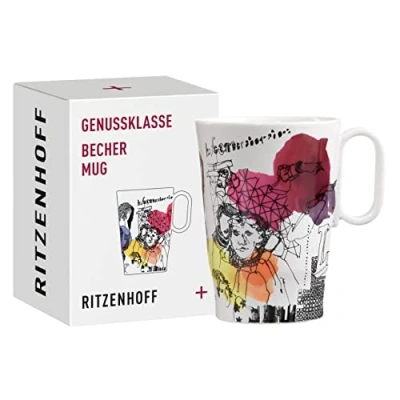 Afbeelding van RITZENHOFF 3731004 Koffiemok 330 ml Serie Genussklasse nr. 4 porseleinen mok met figuurmotief designerstuk