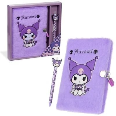Afbeelding van Hello Kitty Kuromi Dagboek, A5, afsluitbaar, met pen, cadeaus voor haar (paars)