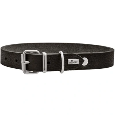 Afbeelding van HUNTER Hondenhalsband Grenada van leer, kleur: zwart, handgemaakt in Duitsland, voor training en dagelijks gebruik, robuust, comfortabel, eenvoudig, elegant design, maat: 52, omtrek: 39 48 cm