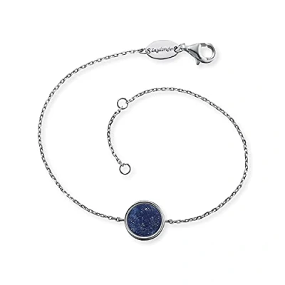Afbeelding van Engelsrufer Damen Armband aus Sterling Silber und blauer Achat Kraftstein Anhänger, verstellbarer Schiebeverschluss, nickelfrei, ERB LILGEM BA
