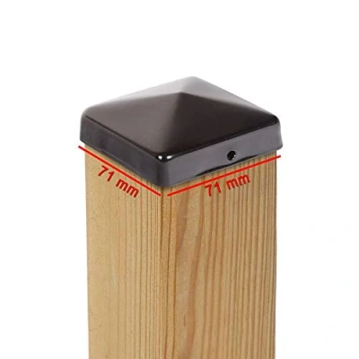 Afbeelding van 4x Poostenkap piramide staal zwart gepoedercoat 71 x mm