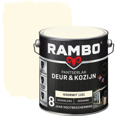 Afbeelding van Rambo Pantserlak Deur &amp; Kozijn Hoogglans Dekkend Lak 2,5 liter Ivoorwit