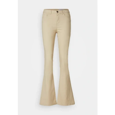Afbeelding van Noisy May Nmsallie Flared Jeans, Dames, Maat: 31x32, Oatmeal