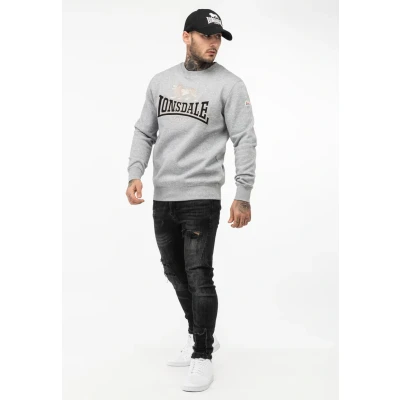 Afbeelding van Lonsdale Rundhals Normale Passform Lawins Sweater, Heren, Maat: 3XL, Marl grey black