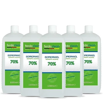 Afbeelding van 5 x 1000ml isopropylalcohol 70% solvent isopropanol 70 reiniger voor autolakken Verijdelen Ontvetter Wasmiddelen IPA 1L 2 propanol
