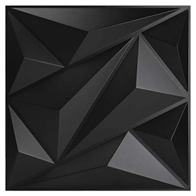 Afbeelding van Art3dwallpanels3D wandpaneel diamant pvc paneel zwart binnenwanddecoratie 50 x 50cm getextureerde wandpanelen 12 stuks