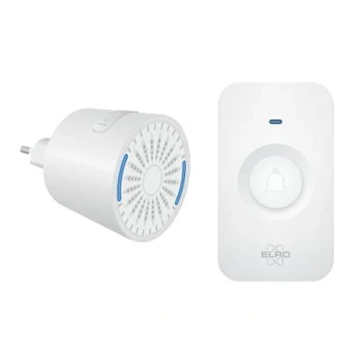 Afbeelding van ELRO DB2000 Draadloze Deurbel Set met Compacte Plug In Ontvanger Bereik 200 meter IP65 Waterdicht 64 Melodieën Wit