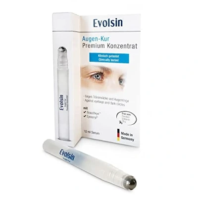 Afbeelding van Evolsin Premium oogserum, gelroll on, effectieve verlichting van wallen, kringen onder de ogen, zwellingen, rimpels en vermoeide natuurlijke anti aging werkzame stoffen voor een frisse ogen.