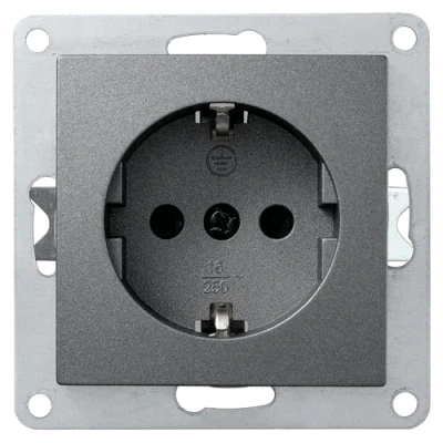 Afbeelding van MC POWER 1534772 Geaard stopcontact Flair 250V /16A, klemaansluiting, antraciet, mat, 230 V
