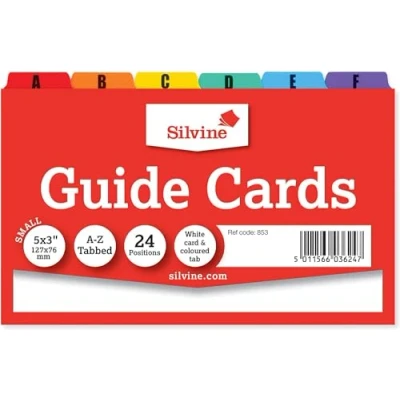 Afbeelding van Silvine 5x3&quot; Geleidskaarten in effen wit, Tabbed A Z. Ref 853 (126 x 76mm)