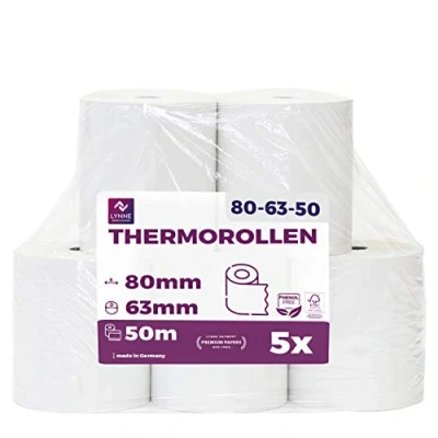 Afbeelding van Thermische rollen 80 mm x 50 m 12 kassarollen bonrollen voor kassa met bonprinter thermopapier kassasystemen BPA vrij (5 rollen)