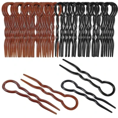 Afbeelding van 20 stuks haarspelden in damesstijl, magisch, eenvoudig, snelle spiraalbinding, gedraaid, haarclip, pinnen, zwart en bruin