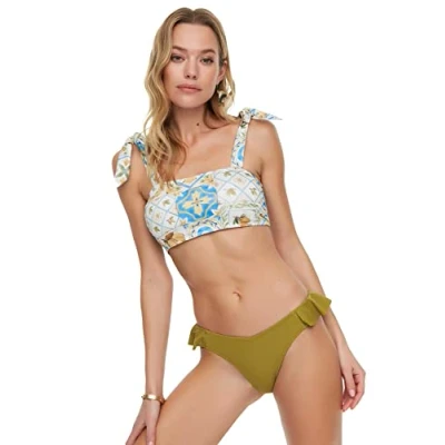 Afbeelding van Trendyol Dames ruches Detail V Cut Zes Bikini Bottoms, Groen, 36